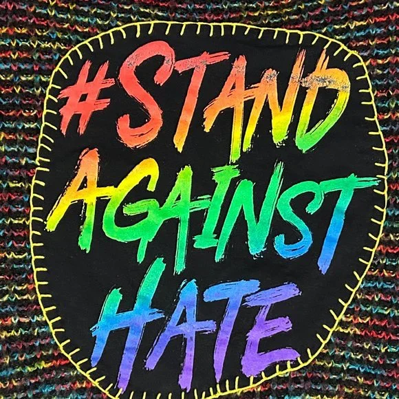 Upcycled Pride Knit Cropped Sweater with Hand stitching M (no tag) - Picture 4 of 5